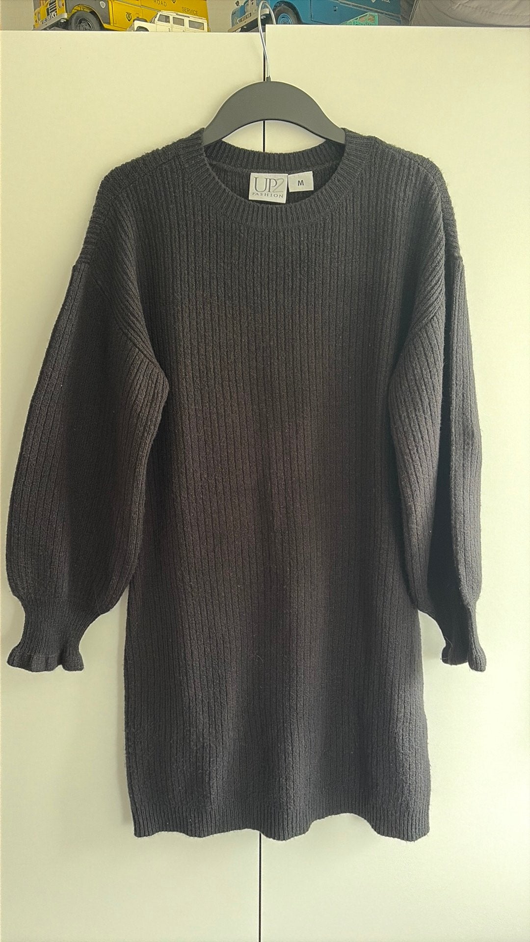 Zwarte wollen jurk dames M, Maat 38/40 (M), Verzenden, Zwart, Nieuw