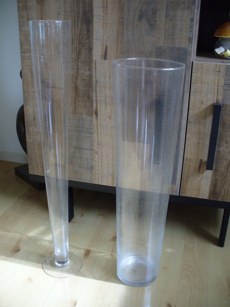 2 vazen blank glas, Huis en Inrichting, Woonaccessoires | Vazen, Ophalen, Gebruikt, Overige kleuren, Glas