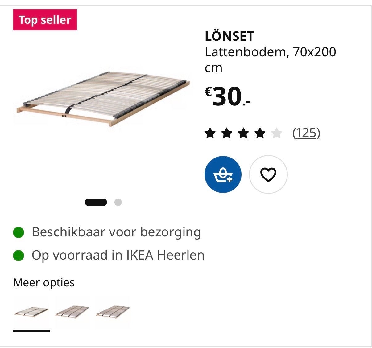 2 stuks LÖNSET Lattenbodem 70x200 cm, Ophalen, Nieuw, Bedbodem, 200 cm