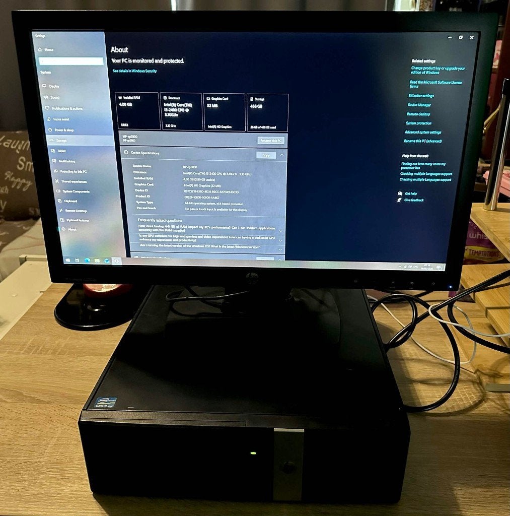HP rp5800 retail system desktop PC, Computers en Software, Desktop Pc's, Gebruikt, 3 tot 4 Ghz, HDD, 4 GB, Met monitor, Ophalen