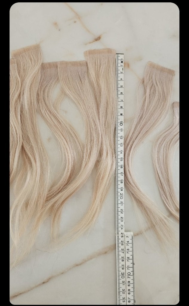 Tape extensions blond 30 cm, Ophalen of Verzenden, Zo goed als nieuw, Pruik of Haarverlenging