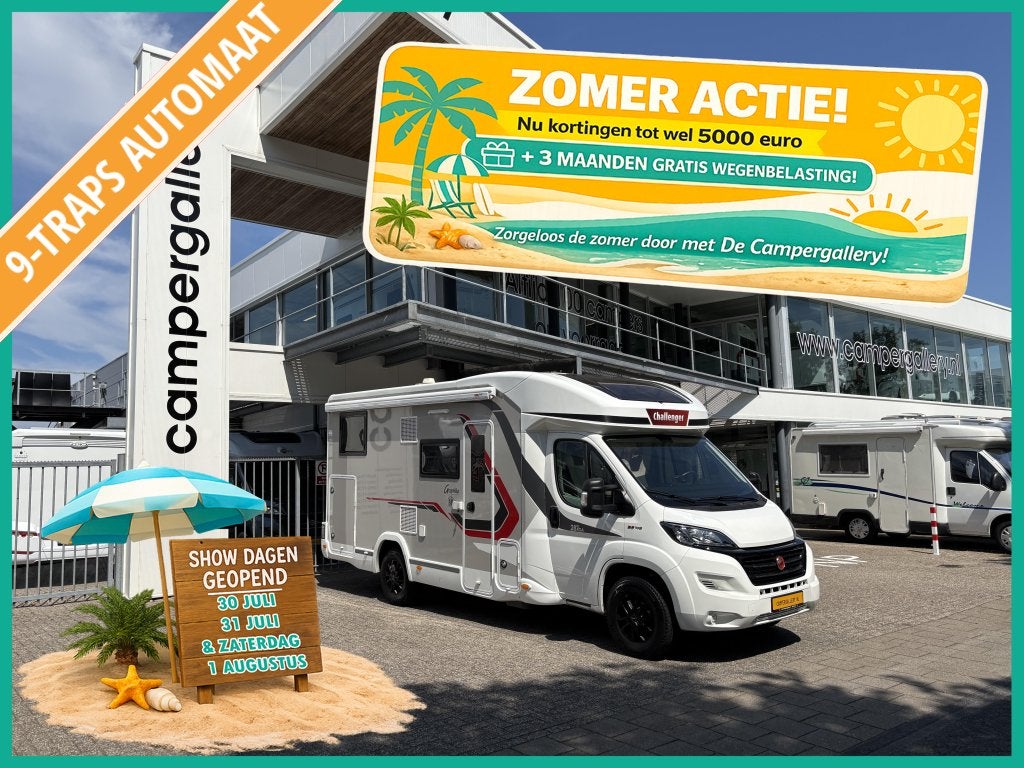 Challenger Graphite 287GA 9T AUT ENKELE BEDDEN+HEFBED 5 PERS, Caravans en Kamperen, Campers, Automaat, Fiat, 6 tot 7 meter, Bedrijf