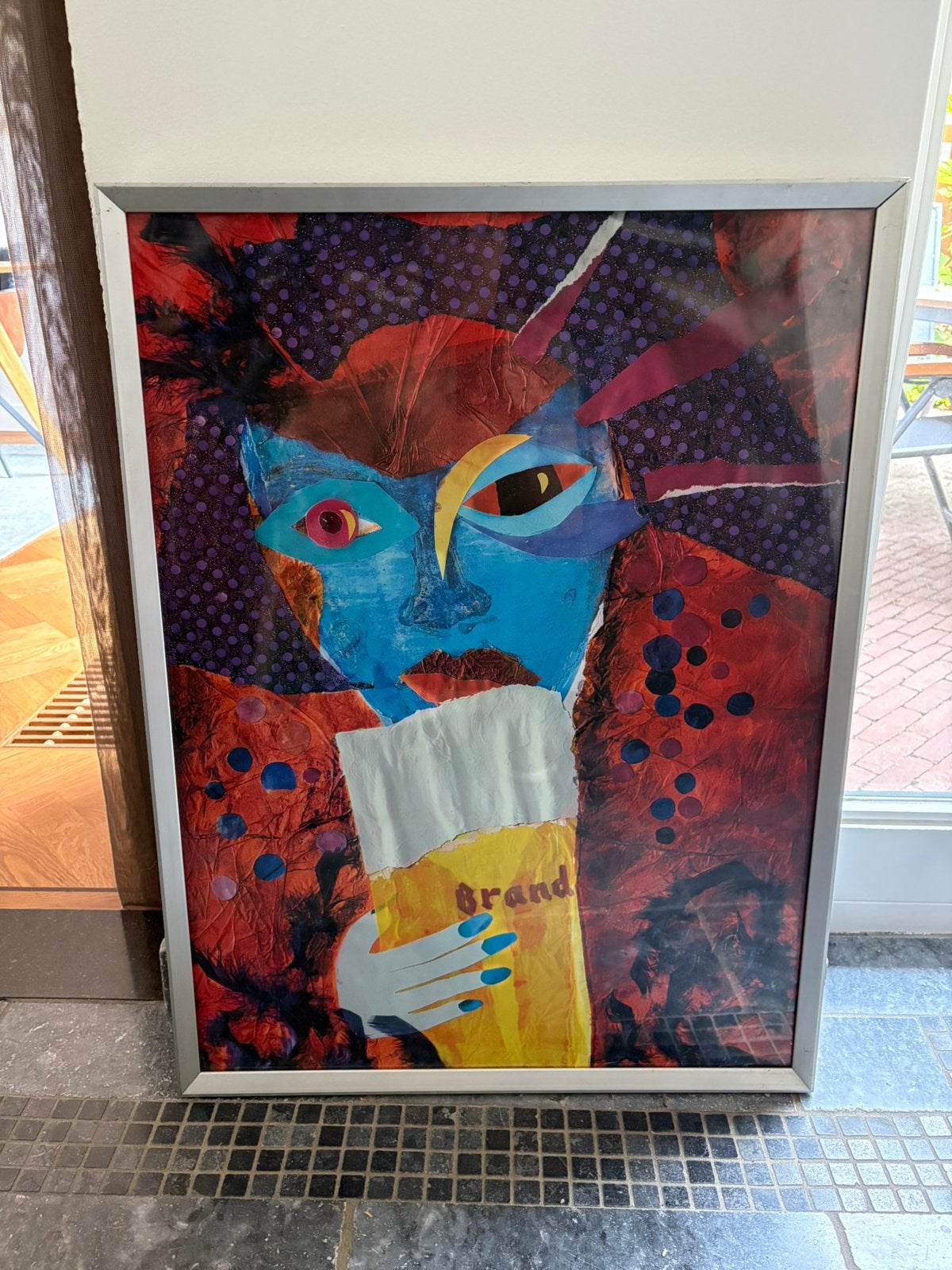 Brand Bier vintage poster in aluminium lijst, Ophalen, Gebruikt, Reclamebord, Plaat of Schild, Brand