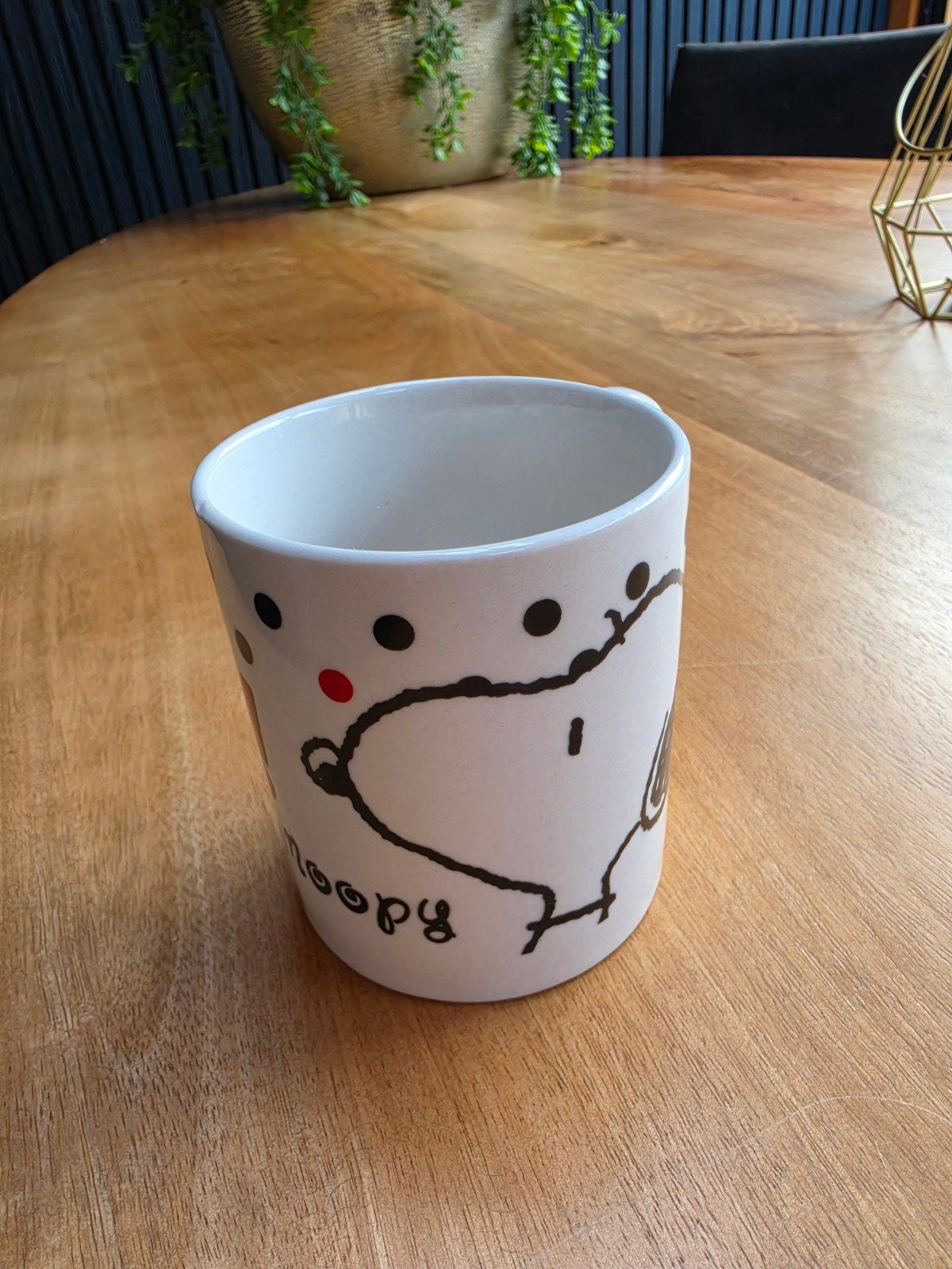 Snoopy Mok - Wit met stippen en 'Woof' opdruk, Overige merken, Keramiek, Ophalen of Verzenden, Zo goed als nieuw