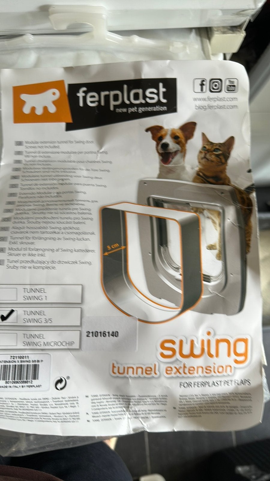 Tunnel voor kattenluikje, Ophalen, Nieuw