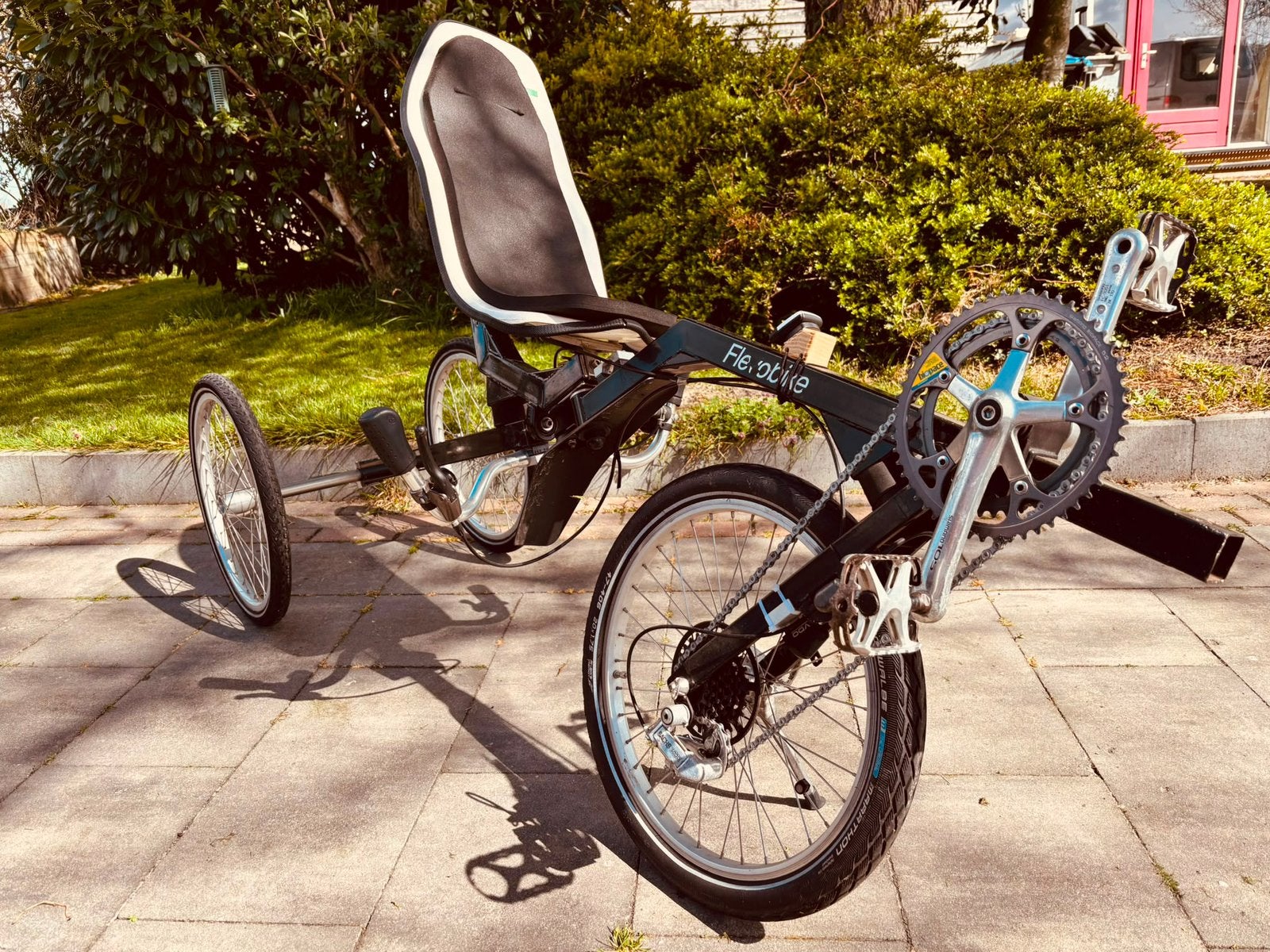 Ligfiets Flevobike trike, Ophalen, Gebruikt, Onderstuur, Schijfrem