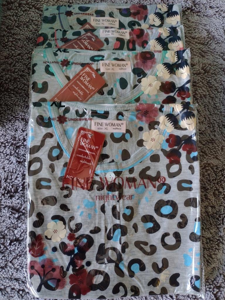 Fine Woman Dames Nachthemd tijgerprint 6508, Blauw, Ophalen of Verzenden, Nachtkleding, Holland Underwear