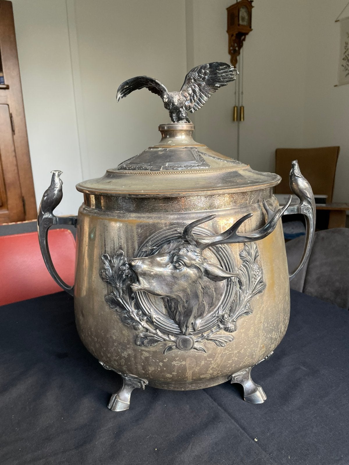Antieke Kayser Bowle-pot / Punchkom met Jachtmotief, Antiek en Kunst, Ophalen of Verzenden