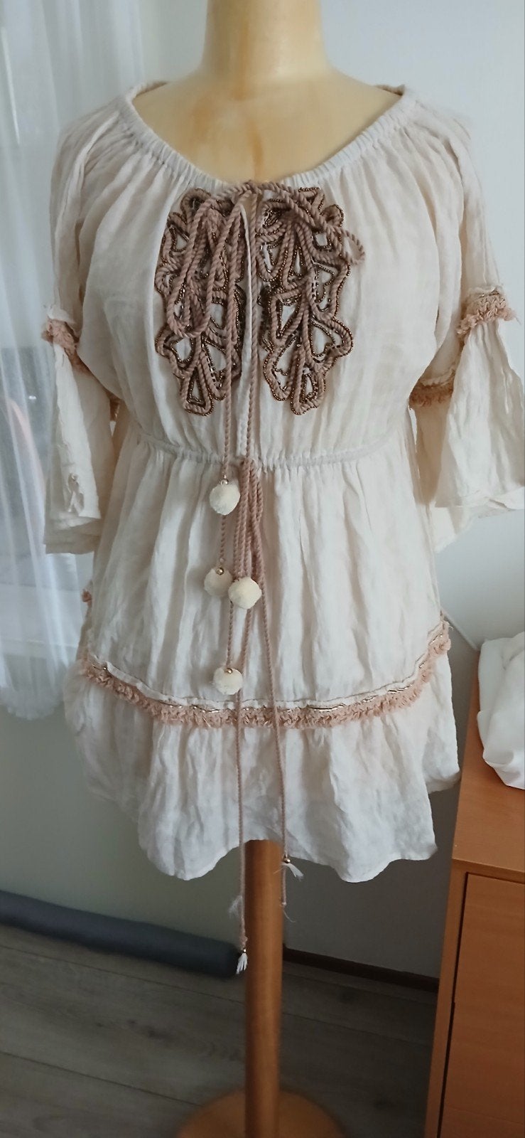 GOLDEN DAY PARIS 🌸Mooie jurk cotton  mt 42   ibiza style, Maat 38/40 (M), Overige kleuren, Verzenden, Nieuw
