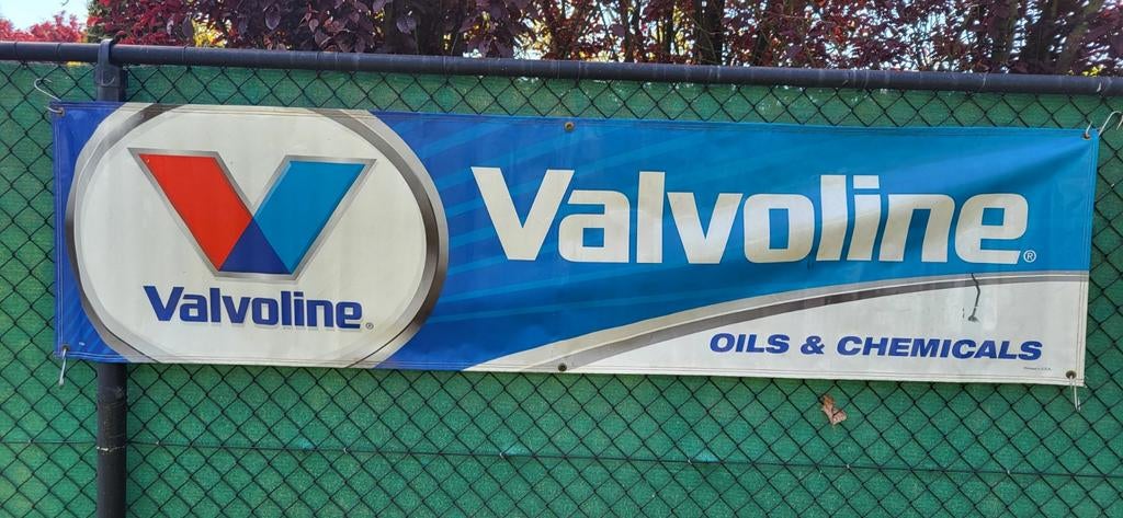 Valvoline Motoroil Oude Garage Banner - Made in U.S.A., Verzamelen, Ophalen of Verzenden, Zo goed als nieuw, Reclamebord