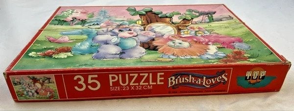 Brush-a-Loves 35-delige puzzel vintage 1988 compleet 80s, Verzenden, Minder dan 500 stukjes, Zo goed als nieuw, Legpuzzel