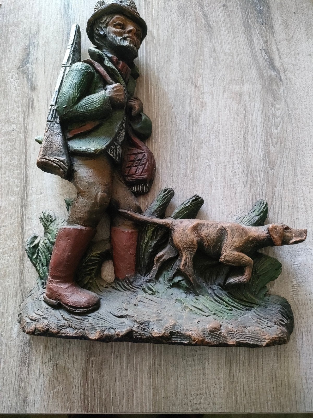 Prachtig wandbord Jager met hond, Ophalen