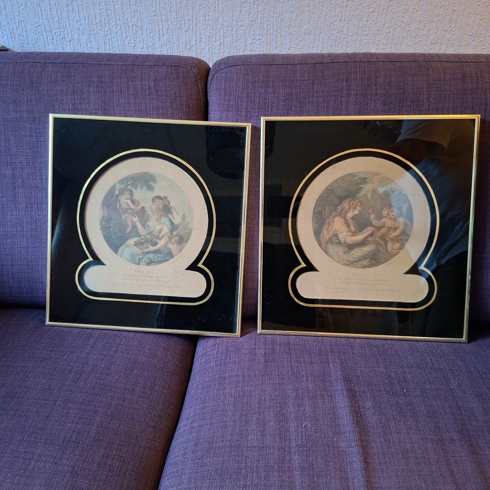 Twee ingelijste gravures: Pomona en Ceres, Ophalen, Mythologie, Gravure, Ingelijst
