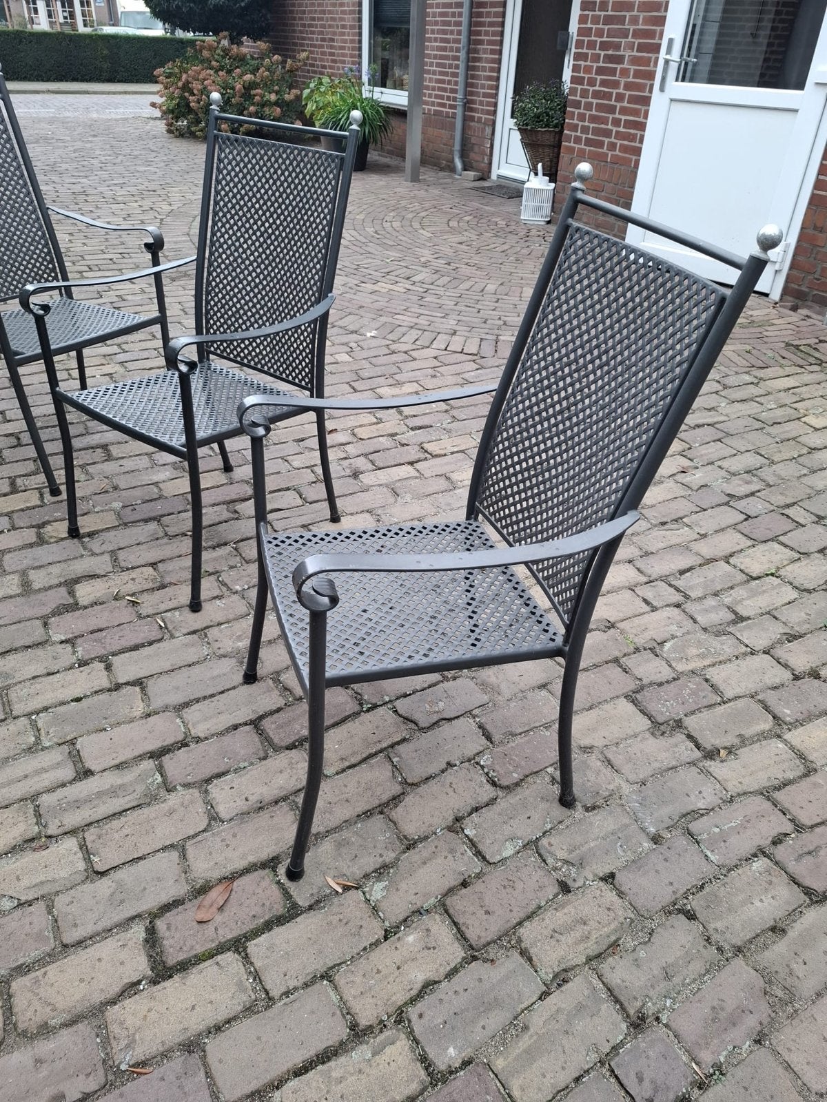 Zes metalen tuinstoelen, Tuin en Terras, Ophalen, Gebruikt, Metaal