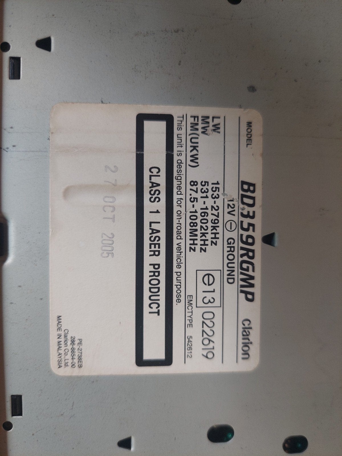 Clarion BD359RGMP Autoradio CD/MP3 met afneembaar frontje, Ophalen of Verzenden, Gebruikt