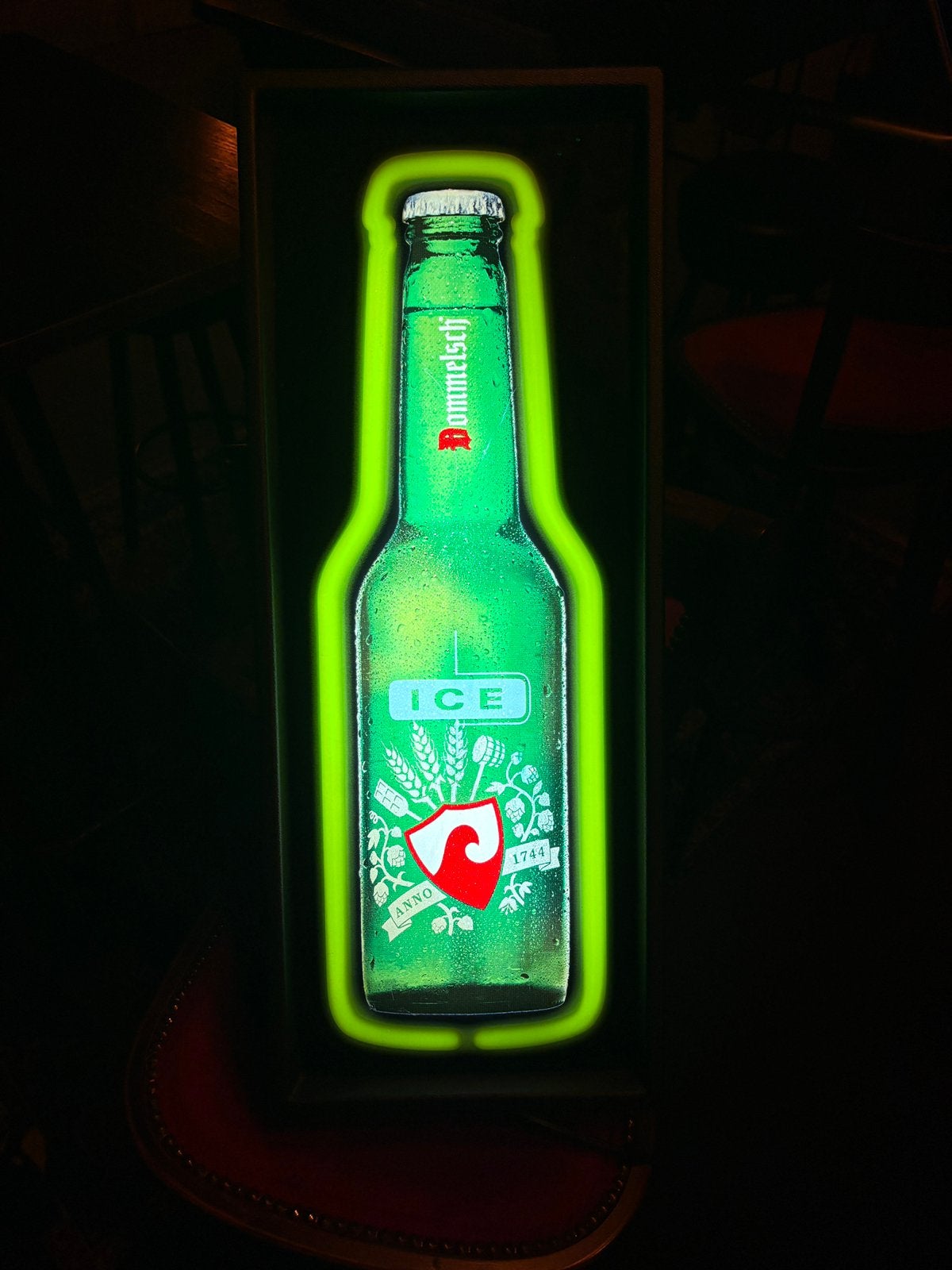 Dommelsch bier lichtreclame lamp, Ophalen, Gebruikt, Lichtbak of (neon) lamp