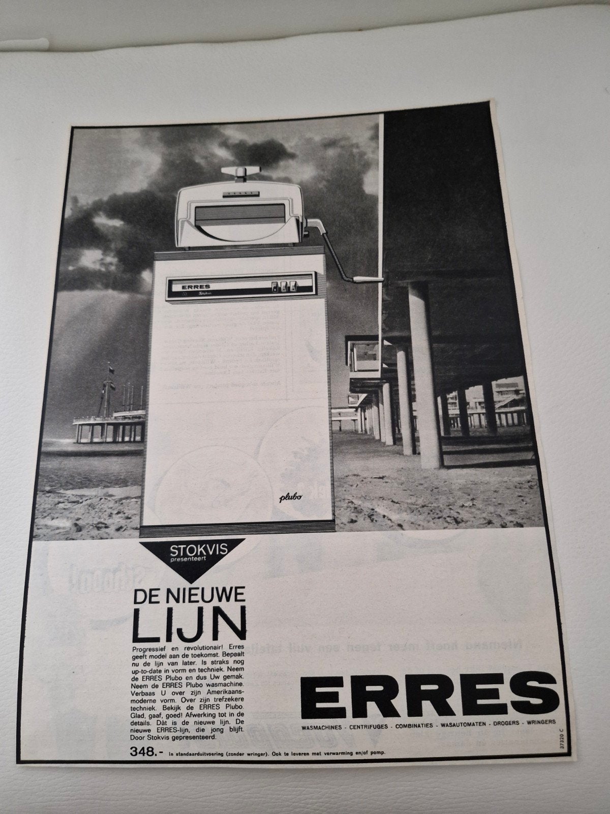 15 Vintage Erres Plubo Wasmachine Advertentie 32x24 cm, Ophalen of Verzenden