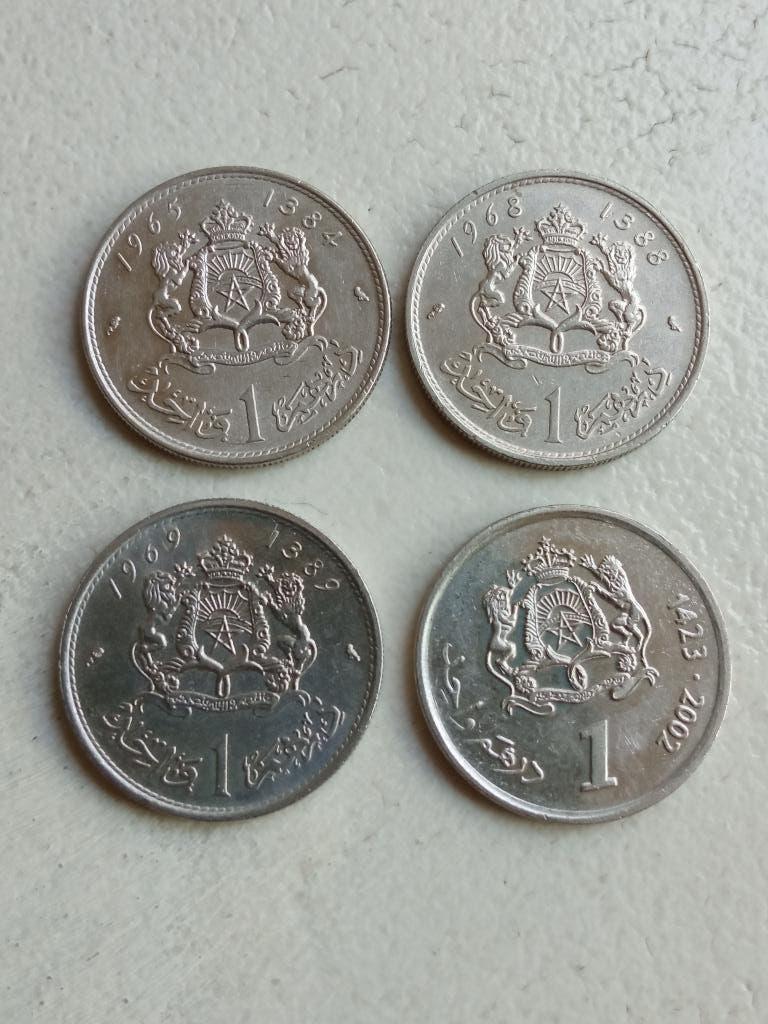 Marokko 4x 1 dirham., Ophalen of Verzenden, Overige landen, Setje