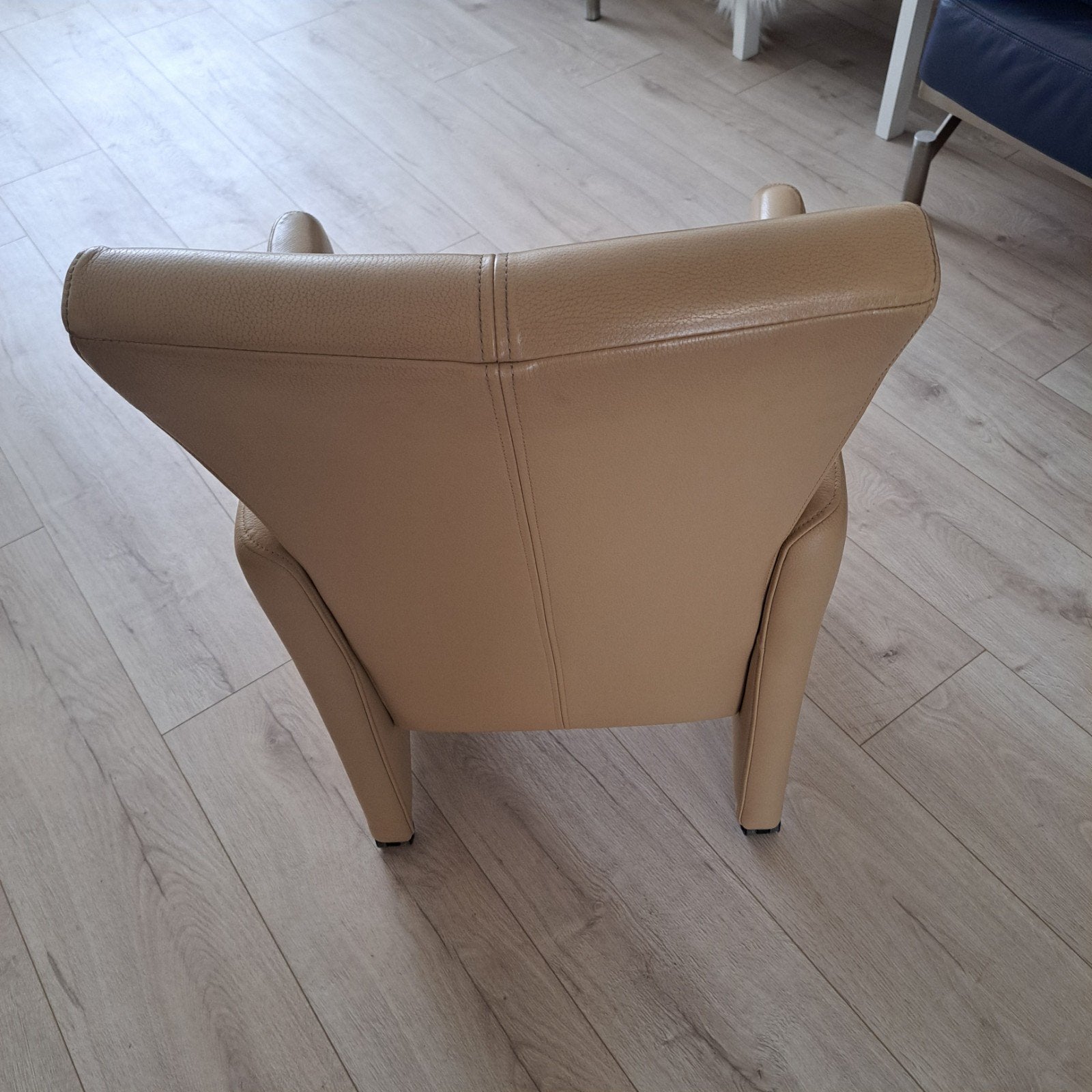 6 Beige Leren Fauteuils - Uitstekende Staat, Goede Zit, Huis en Inrichting, Fauteuils, Ophalen, Zo goed als nieuw, 75 tot 100 cm