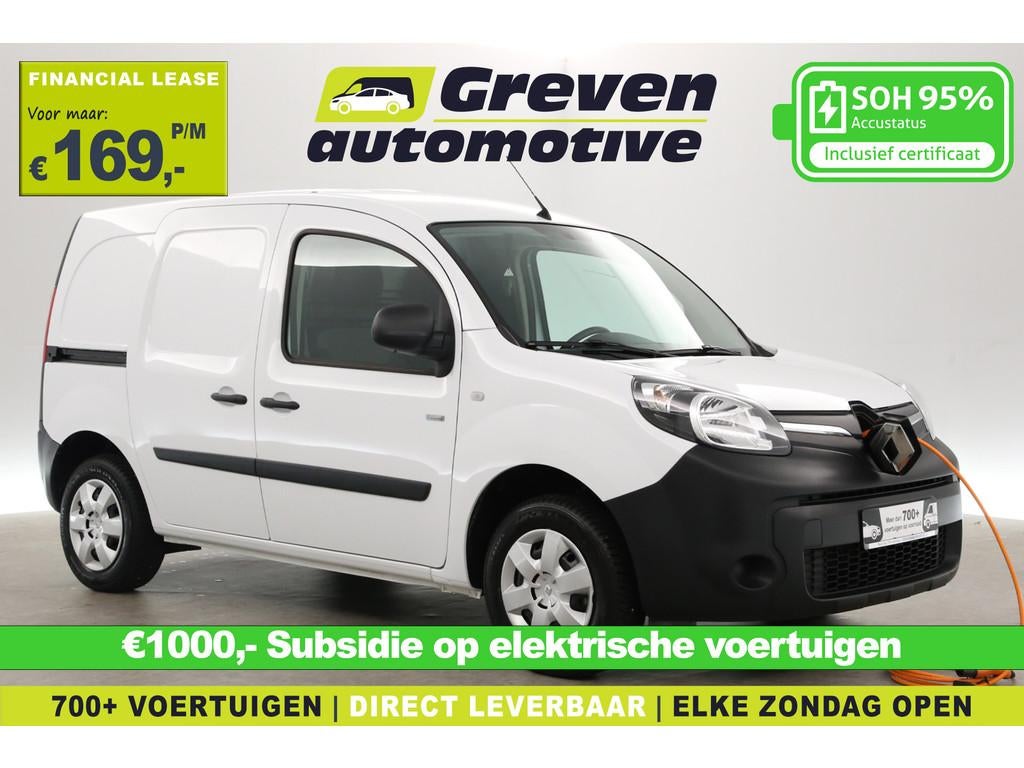 Renault Kangoo Z.E. Huur Accu | SOH 95% | Airco | Cruise | C, Schuifdeur, Stof, Gebruikt, 375 kg
