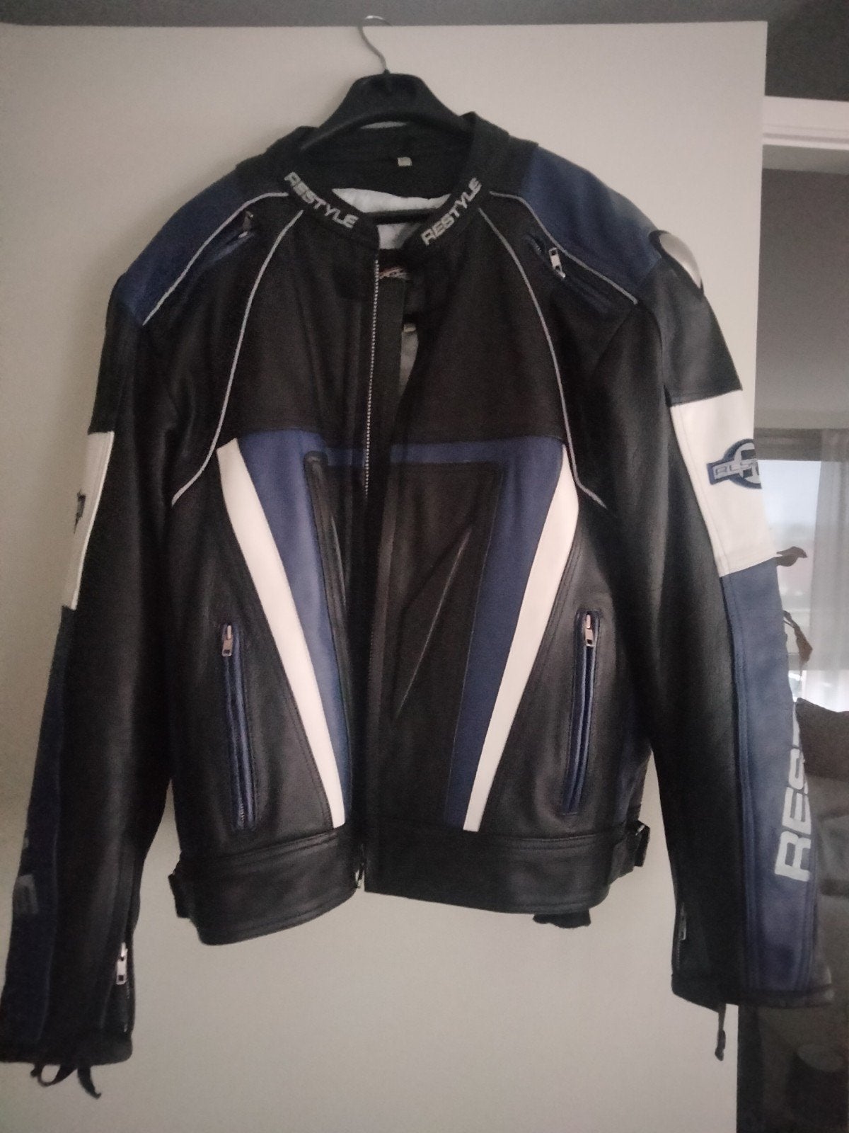 RST Freestyle Leren Motorjas - Zwart/Blauw/Wit, Ophalen of Verzenden