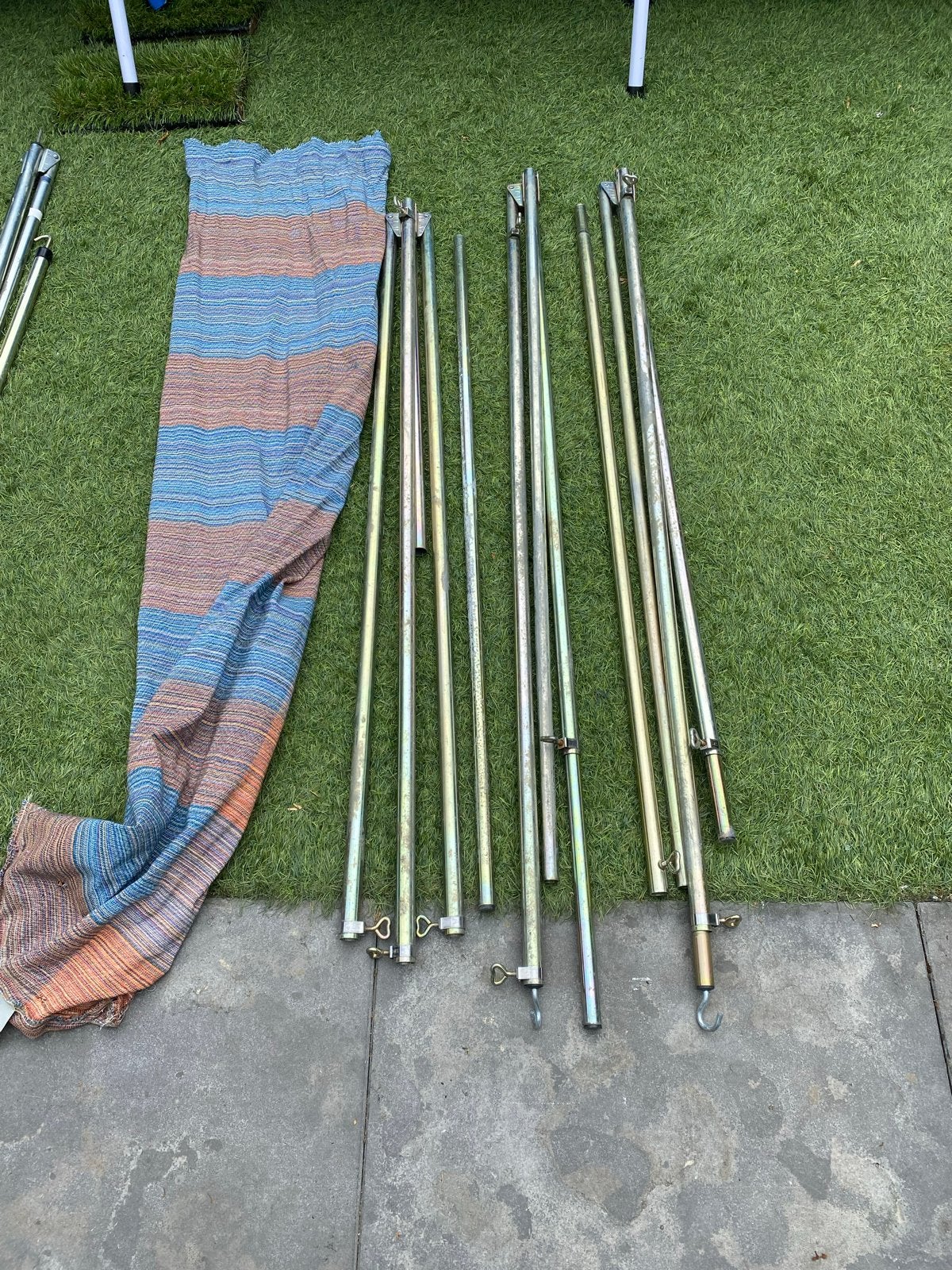 Tentstokken en doek voor luifel of tent, Ophalen, Gebruikt