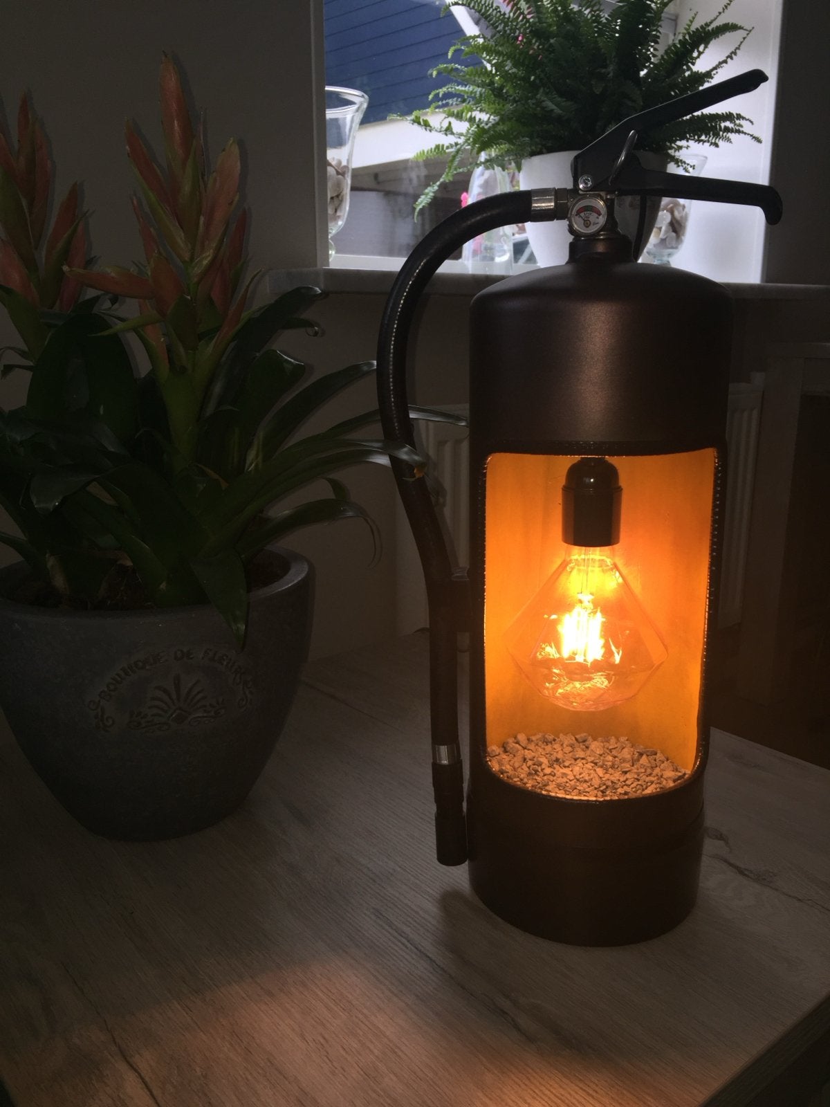 Unieke tafellamp van brandblusser - Industrieel design, Ophalen, E27 (groot), Zwart, Industrieel