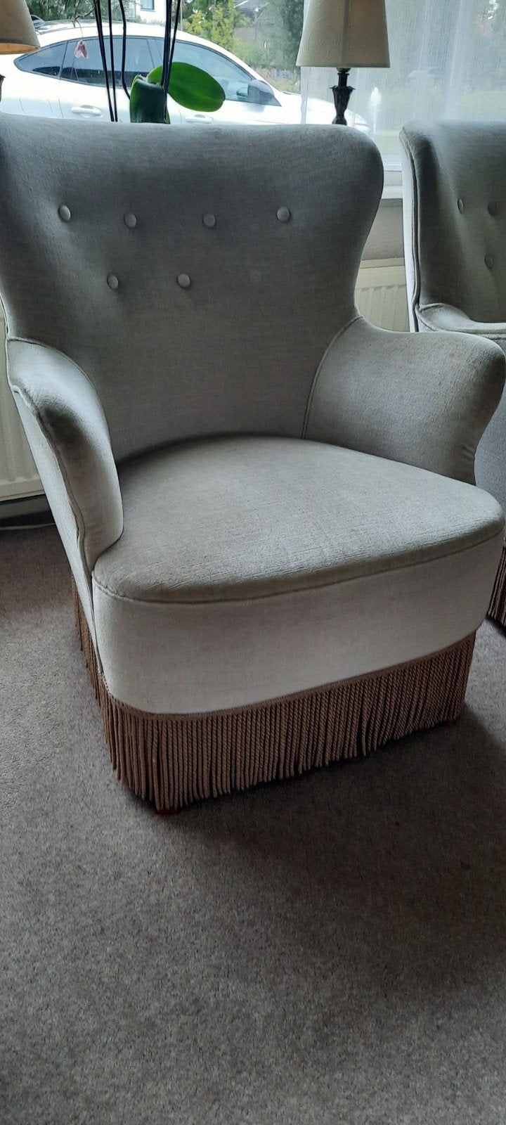 Twee Artifort fauteuils met franje, Huis en Inrichting, Ophalen, 75 tot 100 cm, 75 tot 100 cm, Stof