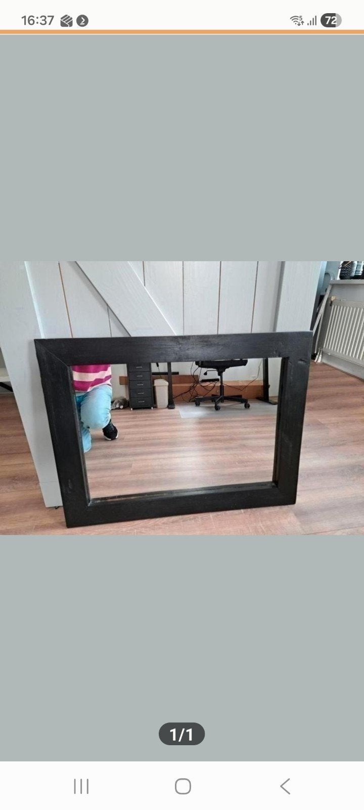 mooie zwarte houten spiegel, Ophalen, Rechthoekig, 50 tot 75 cm, Minder dan 100 cm