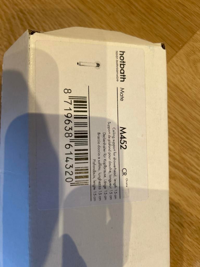 Hotbath Mate M452 Plafondsteun voor douchekop Chroom, Ophalen of Verzenden, Nieuw, Chroom, Douche