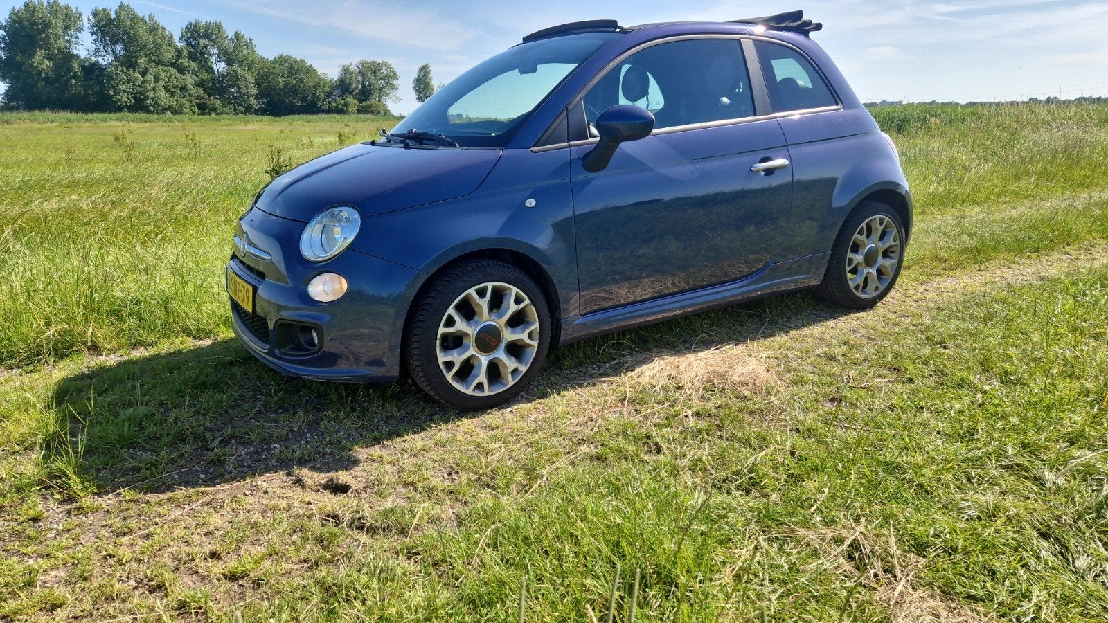 Fiat 500C 0.9 85pk Turbo Twinair 2013 Blauw, 31 €/maand, Cabriolet, Origineel Nederlands, Handgeschakeld