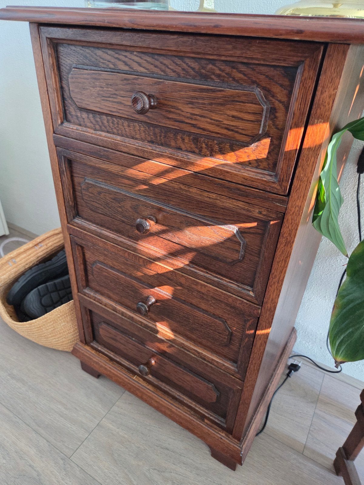 Vintage Eiken Gefineerde Ladekast - 4 Lades, Huis en Inrichting, Kasten | Ladekasten, Ophalen, Minder dan 50 cm, Gebruikt, Eikenhout