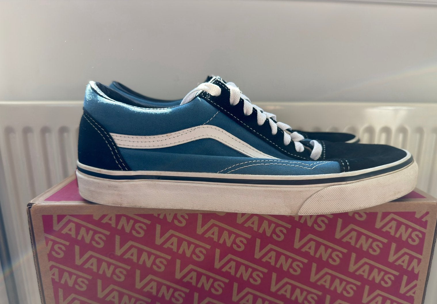 Vans Sk8 Hi - blauw - maat 42.5, Kleding | Heren, Schoenen, Ophalen of Verzenden, Gedragen, Blauw, Sneakers of Gympen
