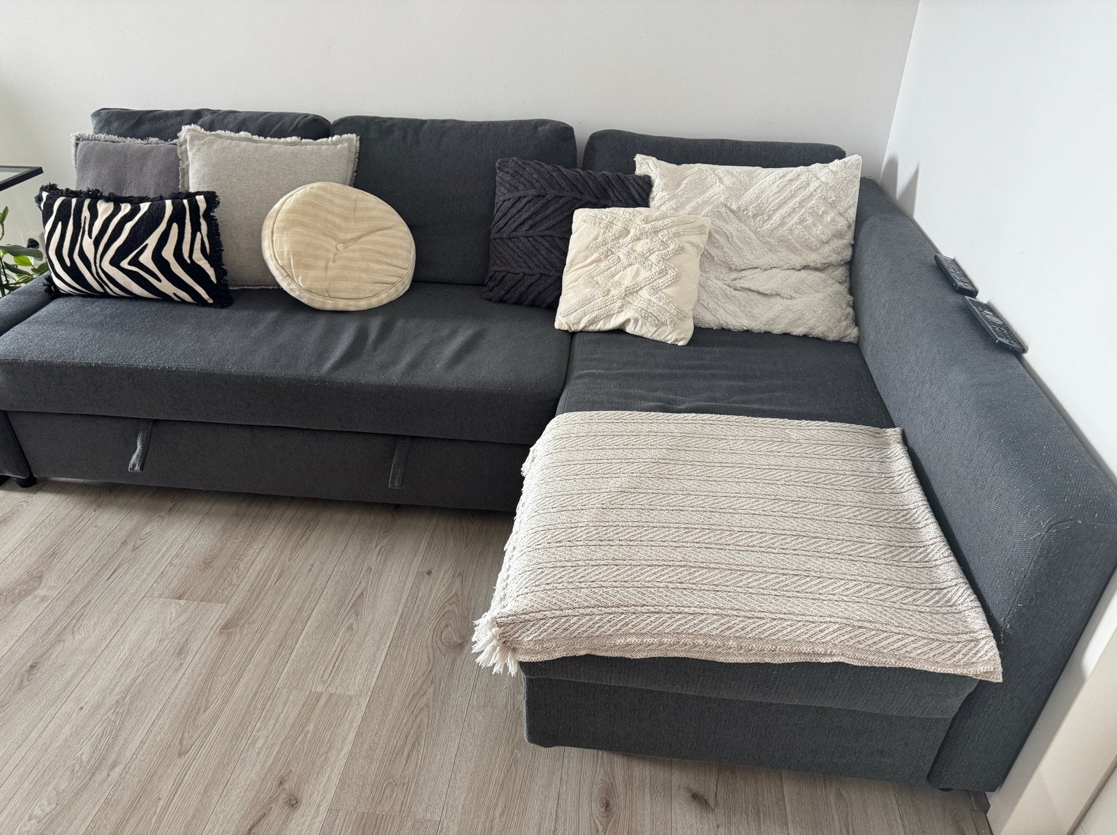 IKEA Friheten comfy hoekbank + slaapfunctie en opbergruimte, Huis en Inrichting, Ophalen, 250 tot 300 cm, Gebruikt, 125 tot 150 cm