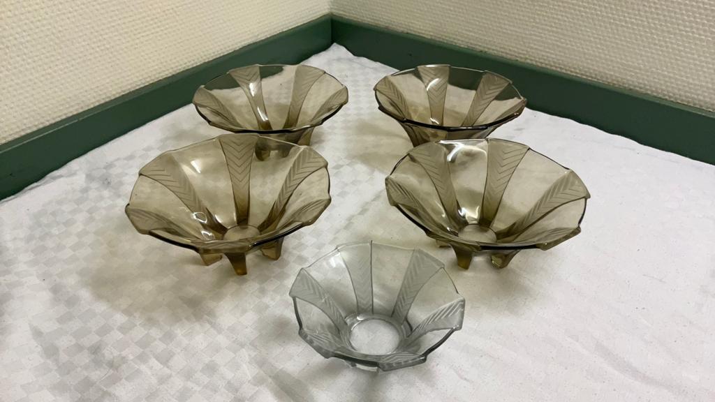 Walther en sohne art deco schaaltjes, persglas, Antiek en Kunst, Antiek | Glas en Kristal, Ophalen of Verzenden