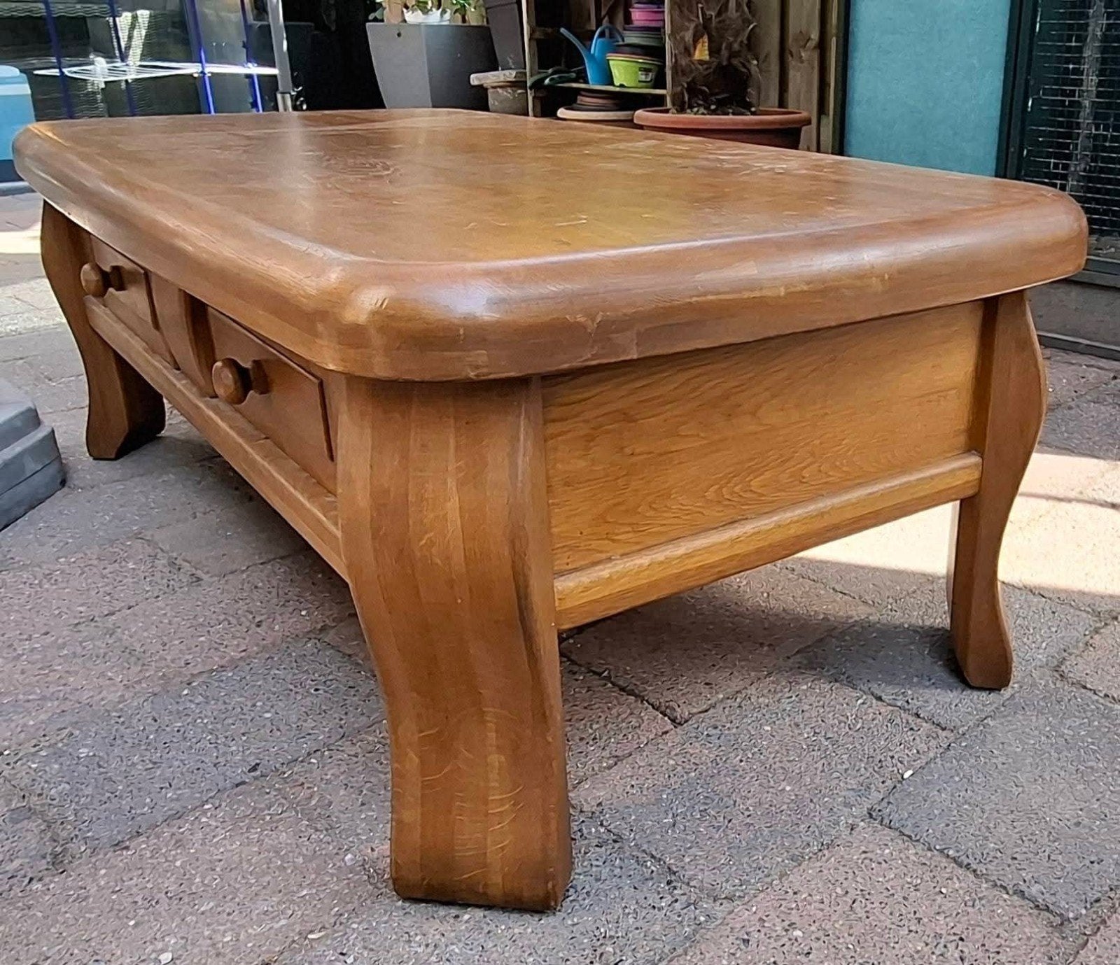 Gratis: Blank Eiken Salontafel (140x67x46 cm) in Vroomshoop, Huis en Inrichting, Tafels | Salontafels, Ophalen, Gebruikt, 100 tot 150 cm
