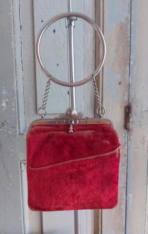 Antieke Art Deco accordeon Beugel Tas met cirkel handvat H&B, Antiek en Kunst, Antiek | Kleding en Accessoires, Ophalen of Verzenden