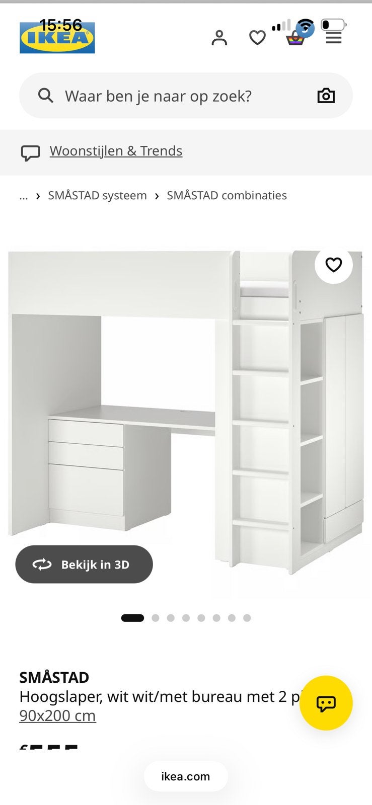 IKEA SMÅSTAD hoogslaper 90x200 zeer nette staat!, Ophalen, Zo goed als nieuw, Hoogslaper