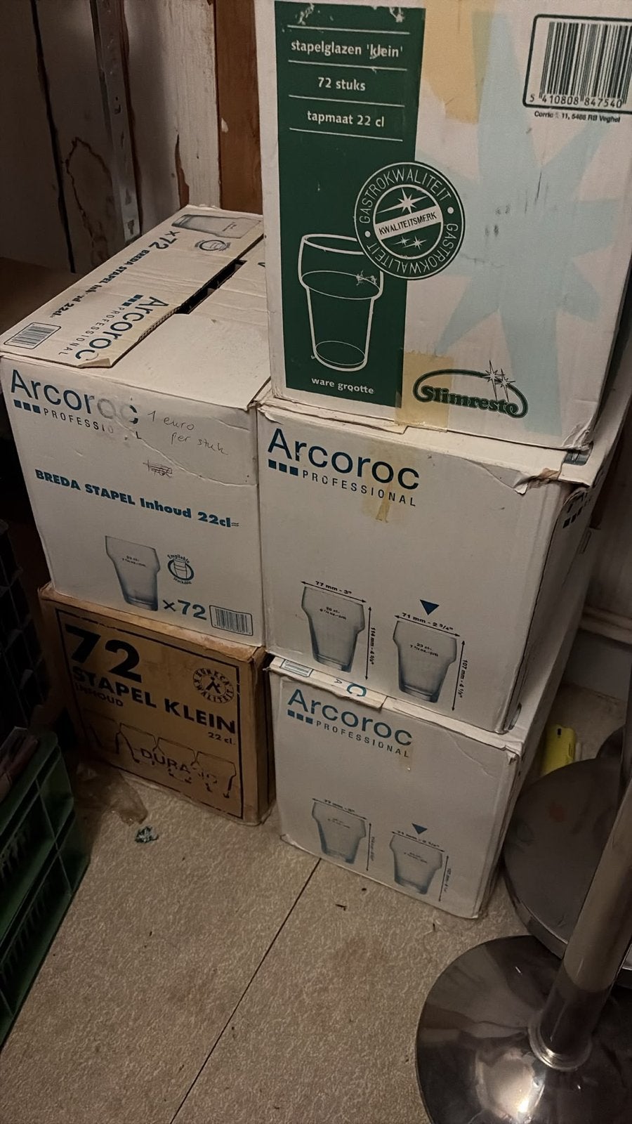 Arcoroc stapelglazen 22cl - 5 dozen, Ophalen, Nieuw, Overige merken, Glas
