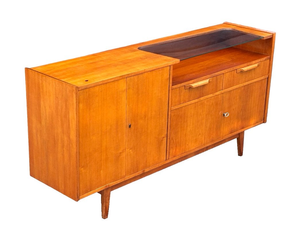 Vintage Dressoir Lowboard Tv Audio Meubel Jaren 60, Gebruikt, Met deur(en), Vintage Dressoir, Vintage Dressoir