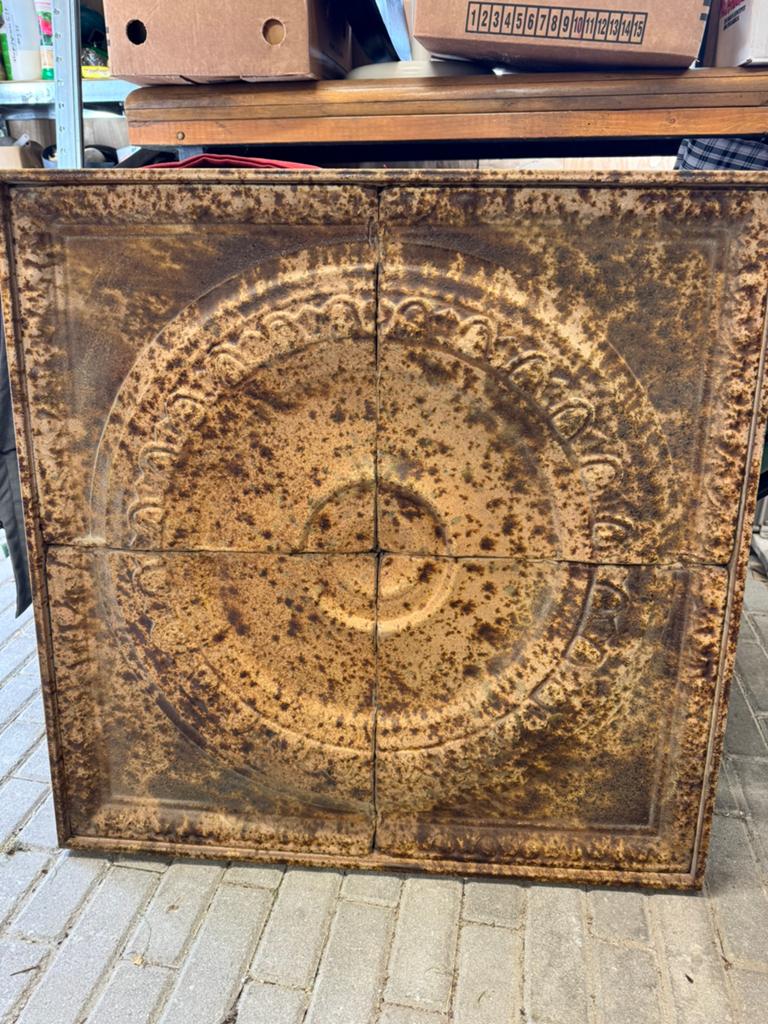 Metalen wand decoratie 74x74, Ophalen, Metaal, Wandsculptuur, Industrieel