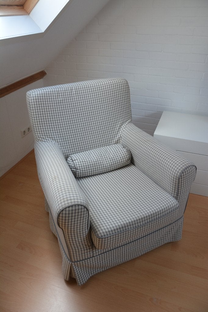 Geruite Ikea fauteuil, Ophalen, 75 tot 100 cm, Stof, 50 tot 75 cm