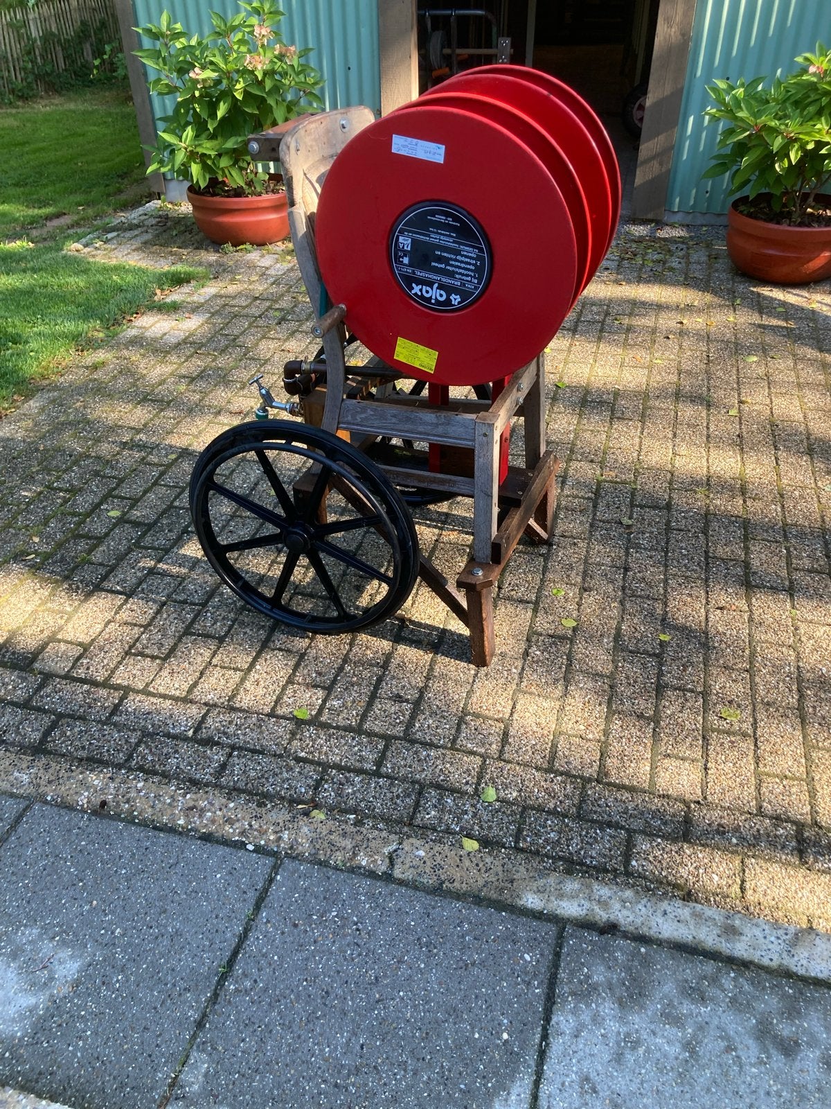 Unieke Tuinslanghaspel op wielen., Ophalen, Gebruikt, Tuinslanghaspel