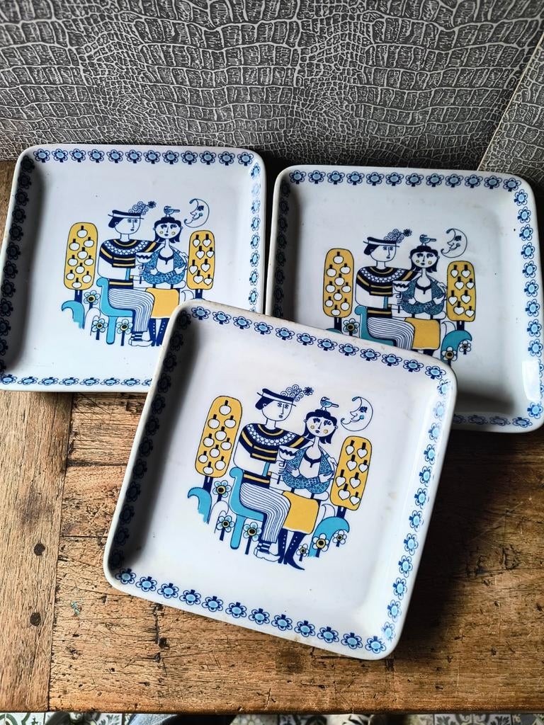 3 Mosa Jef Schijns Schaaltjes/ontbijtbordjes Jaren 60 Design, Ophalen of Verzenden