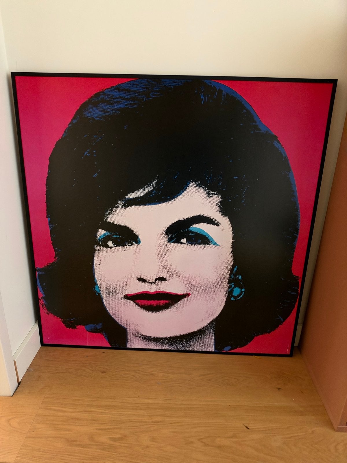 Warhol-stijl print op hout, ingelijst - 91x91cm, Ophalen, Hout, Ingelijst, Print