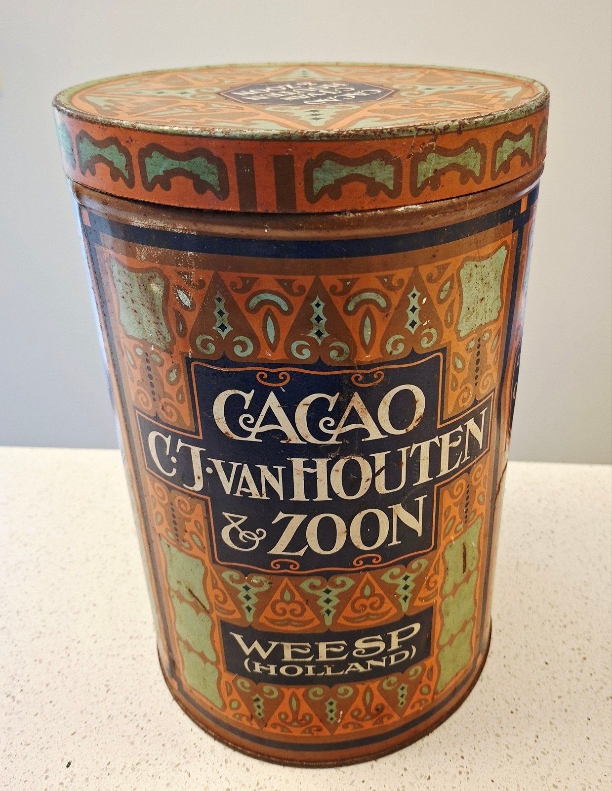 Groot Cacao van Houten & Zoon Weesp blik, Verzamelen, Blikken, Ophalen of Verzenden, Gebruikt, Overige