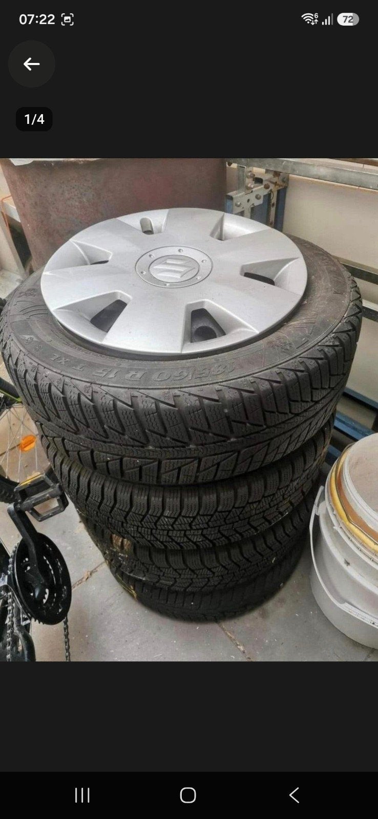 15 inch winterbanden op stalen velgen ET45, Ophalen, Gebruikt