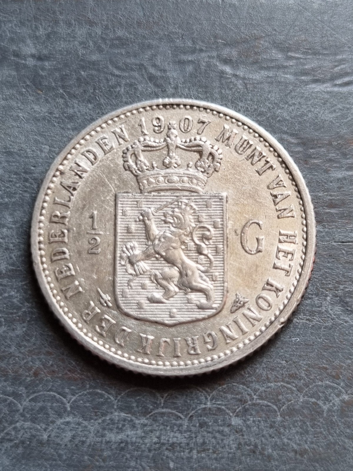 halve gulden 1907 Wilhelmina, Ophalen of Verzenden, Koningin Wilhelmina, ½ gulden, Zilver