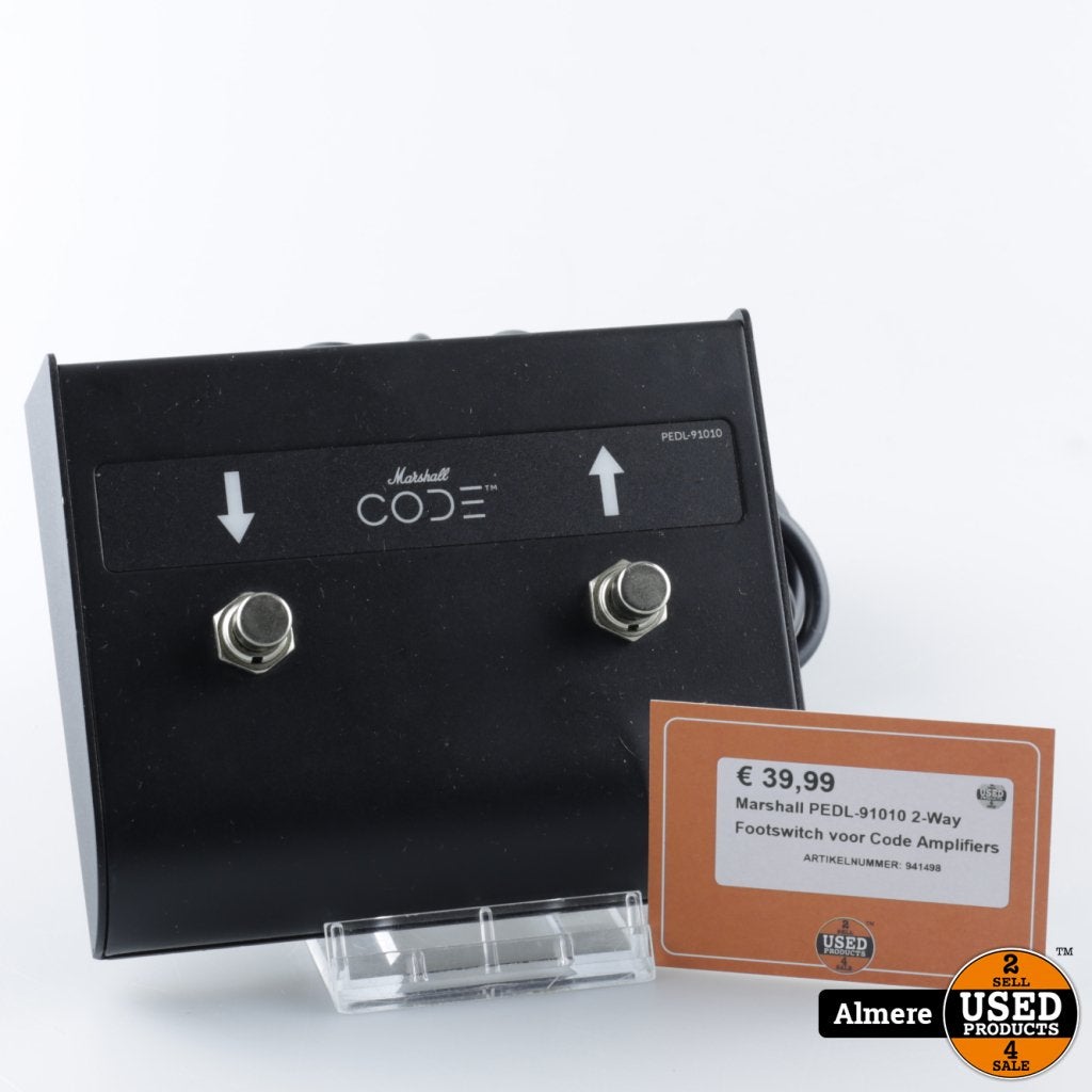 Marshall PEDL-91010 2-Way Footswitch voor Code Amplifiers, Marshall, Gebruikt, Support@marshall.com, Marshall Amplification PLC
Denbigh Road
Bletchley, Milton Keynes
MK1 1DQ
United Kingdom