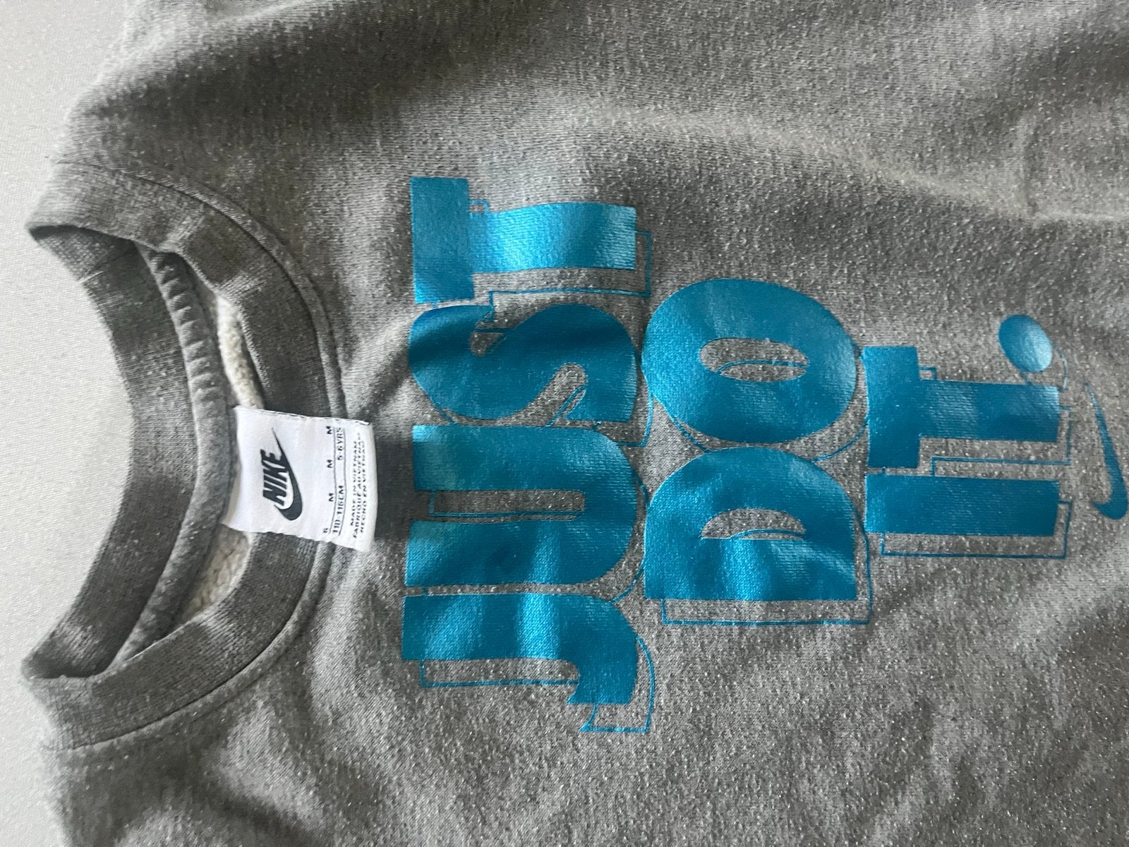 Nike Just Do It sweater grijs - Maat 110/116, Ophalen of Verzenden, Gebruikt, Jongen of Meisje